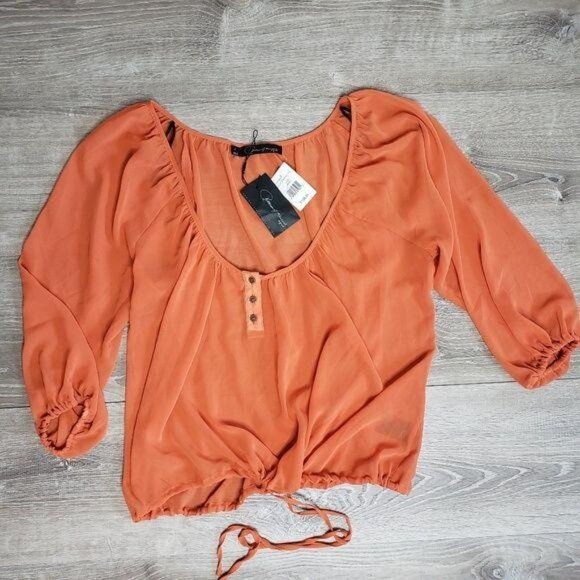 Patterson J. Kincaid Sophia NWT Tunic sheer Orange cover up long sleeve Size S - Picture 1 of 7
